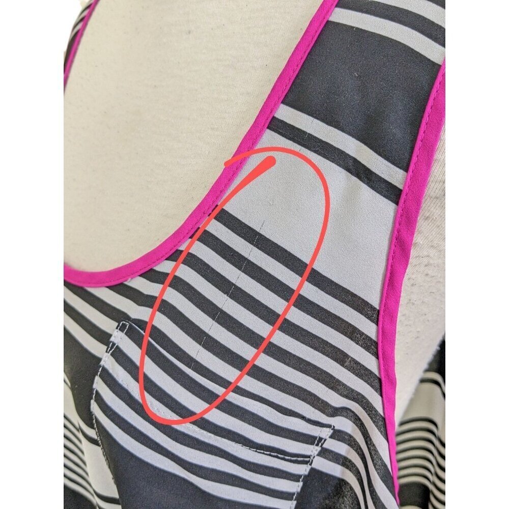 Torrid Striped Pocket Tank Top Black White Neon Pink Trim Womens Plus Size 3X - Picture 9 of 11